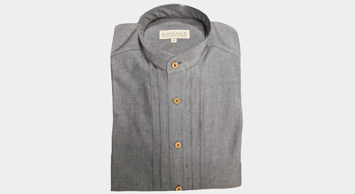 Werktagshemd Stehkragen, blau uni