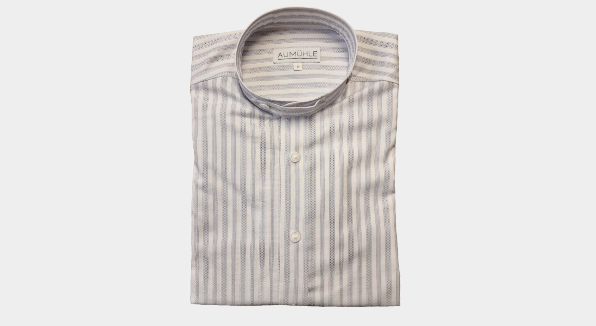 Werktagshemd Stehkragen, blau-weiß