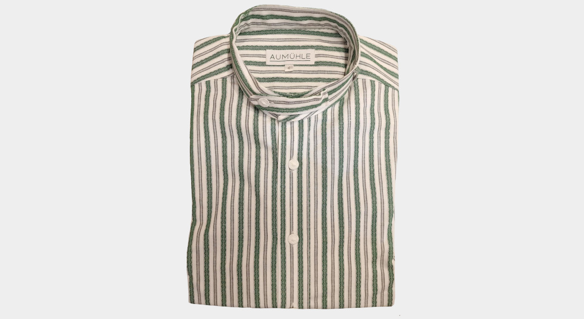 Werktagshemd Stehkragen, grün-grau
