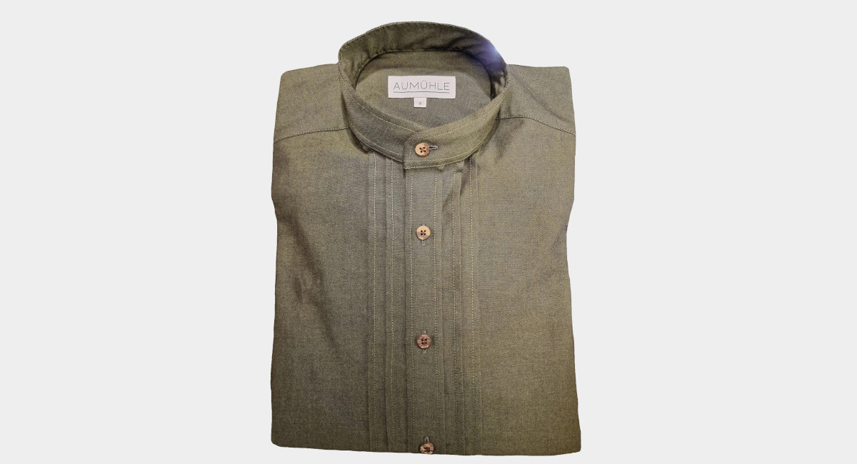 Werktagshemd Stehkragen, grün uni