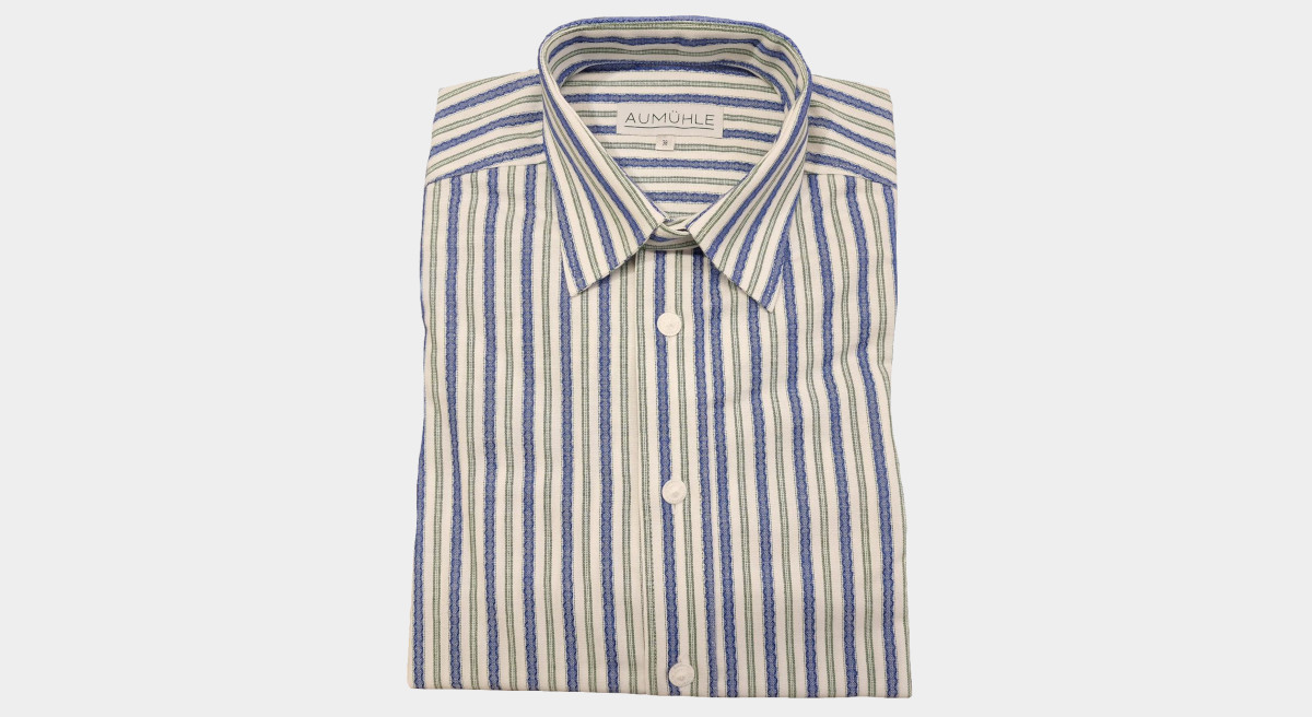 Werktagshemd Liegekragen, blau-grün