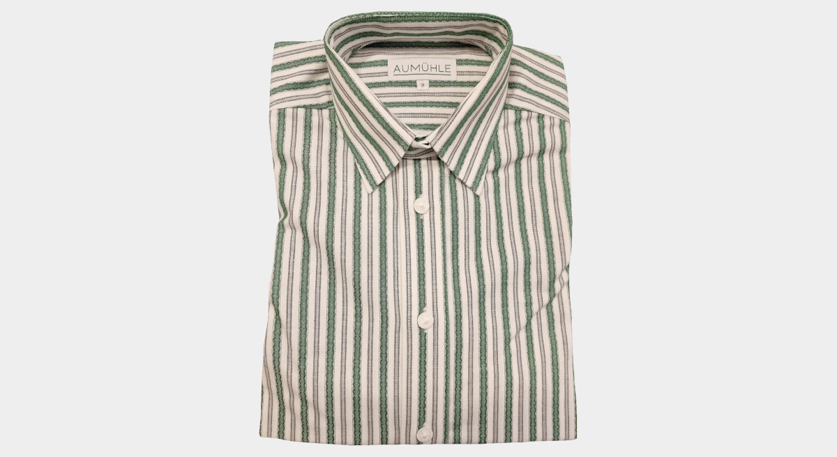Werktagshemd Liegekragen, grün-grau